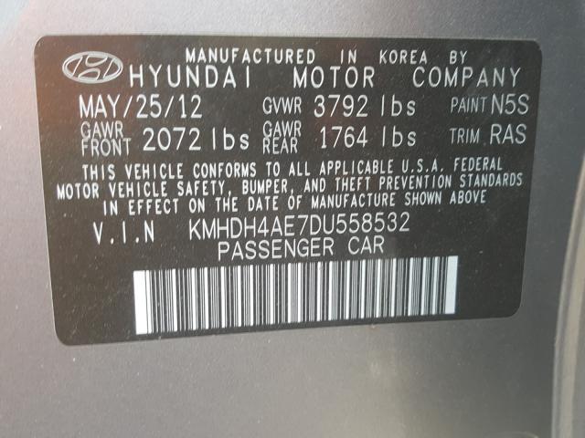 Photo 9 VIN: KMHDH4AE7DU558532 - HYUNDAI ELANTRA GL 