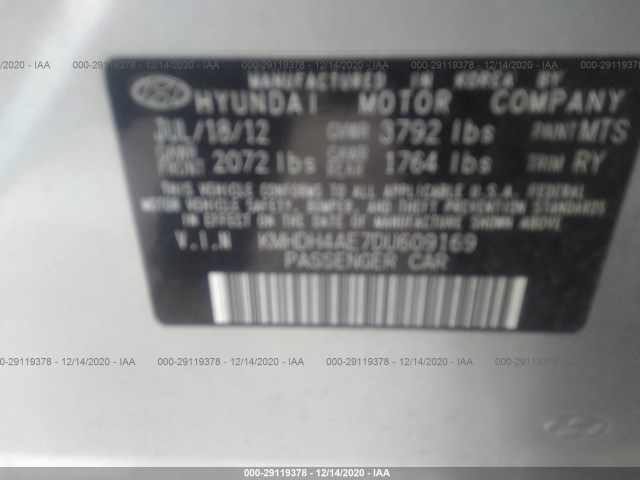 Photo 8 VIN: KMHDH4AE7DU609169 - HYUNDAI ELANTRA 