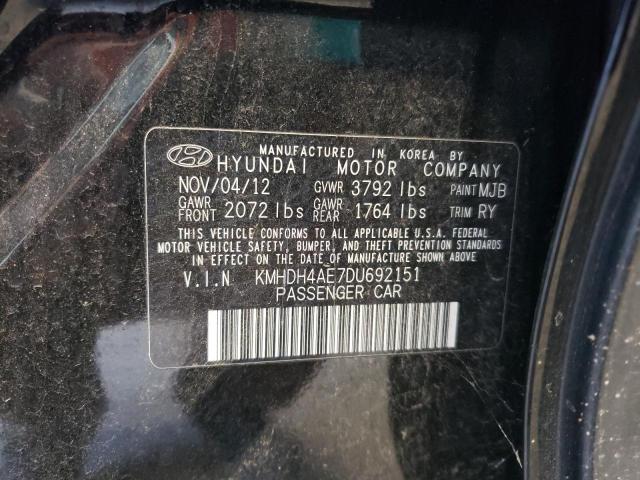 Photo 12 VIN: KMHDH4AE7DU692151 - HYUNDAI ELANTRA 