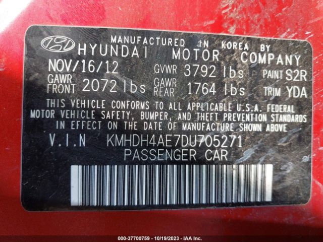 Photo 8 VIN: KMHDH4AE7DU705271 - HYUNDAI ELANTRA 