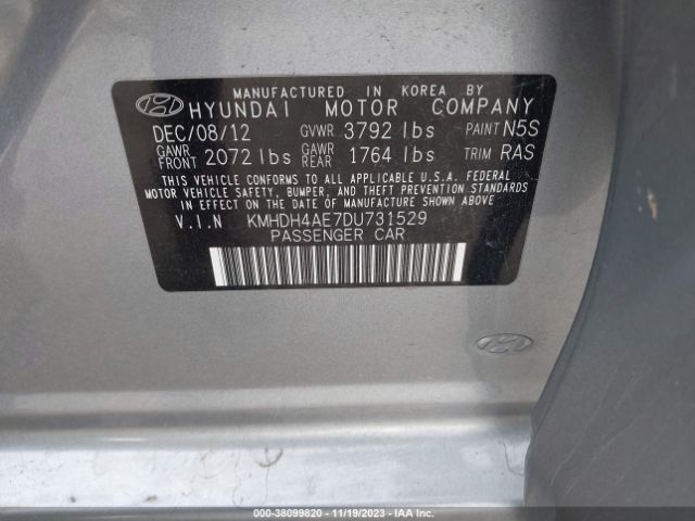 Photo 8 VIN: KMHDH4AE7DU731529 - HYUNDAI ELANTRA 