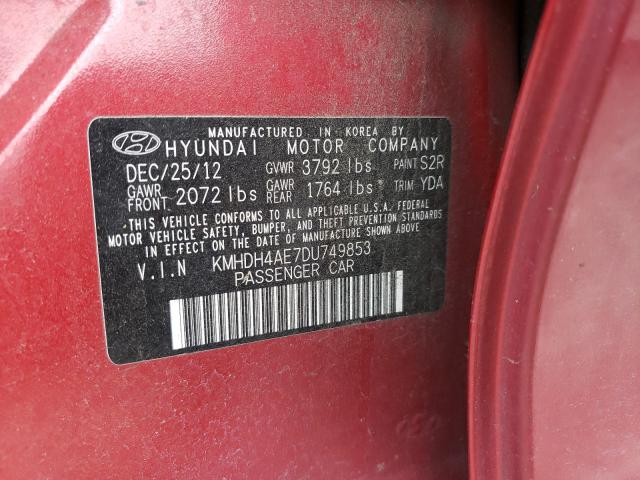 Photo 9 VIN: KMHDH4AE7DU749853 - HYUNDAI ELANTRA GL 