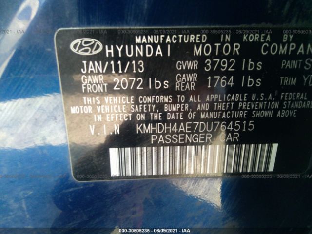 Photo 8 VIN: KMHDH4AE7DU764515 - HYUNDAI ELANTRA 