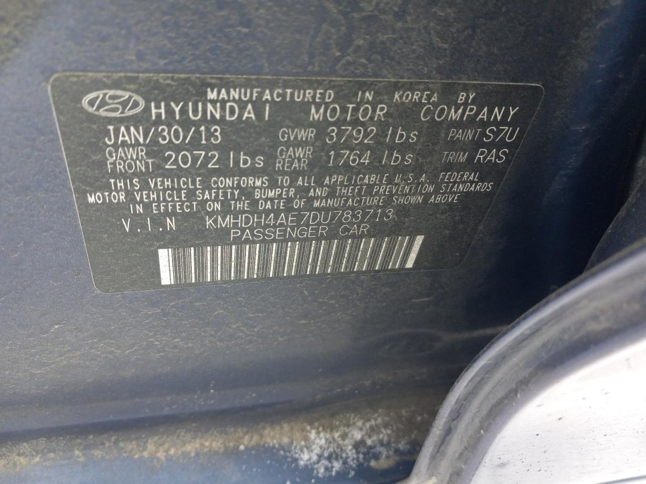 Photo 11 VIN: KMHDH4AE7DU783713 - HYUNDAI ELANTRA 