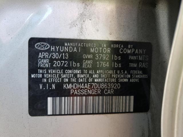 Photo 9 VIN: KMHDH4AE7DU863920 - HYUNDAI ELANTRA GL 