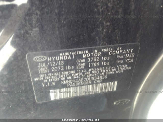 Photo 8 VIN: KMHDH4AE7DU934839 - HYUNDAI ELANTRA 