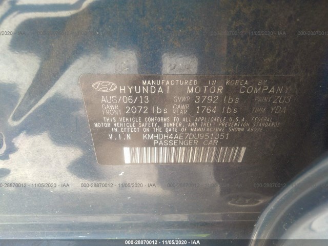 Photo 8 VIN: KMHDH4AE7DU951351 - HYUNDAI ELANTRA 