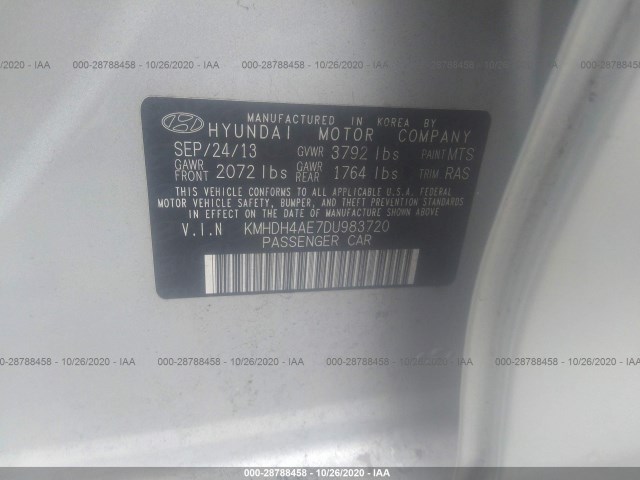 Photo 8 VIN: KMHDH4AE7DU983720 - HYUNDAI ELANTRA 