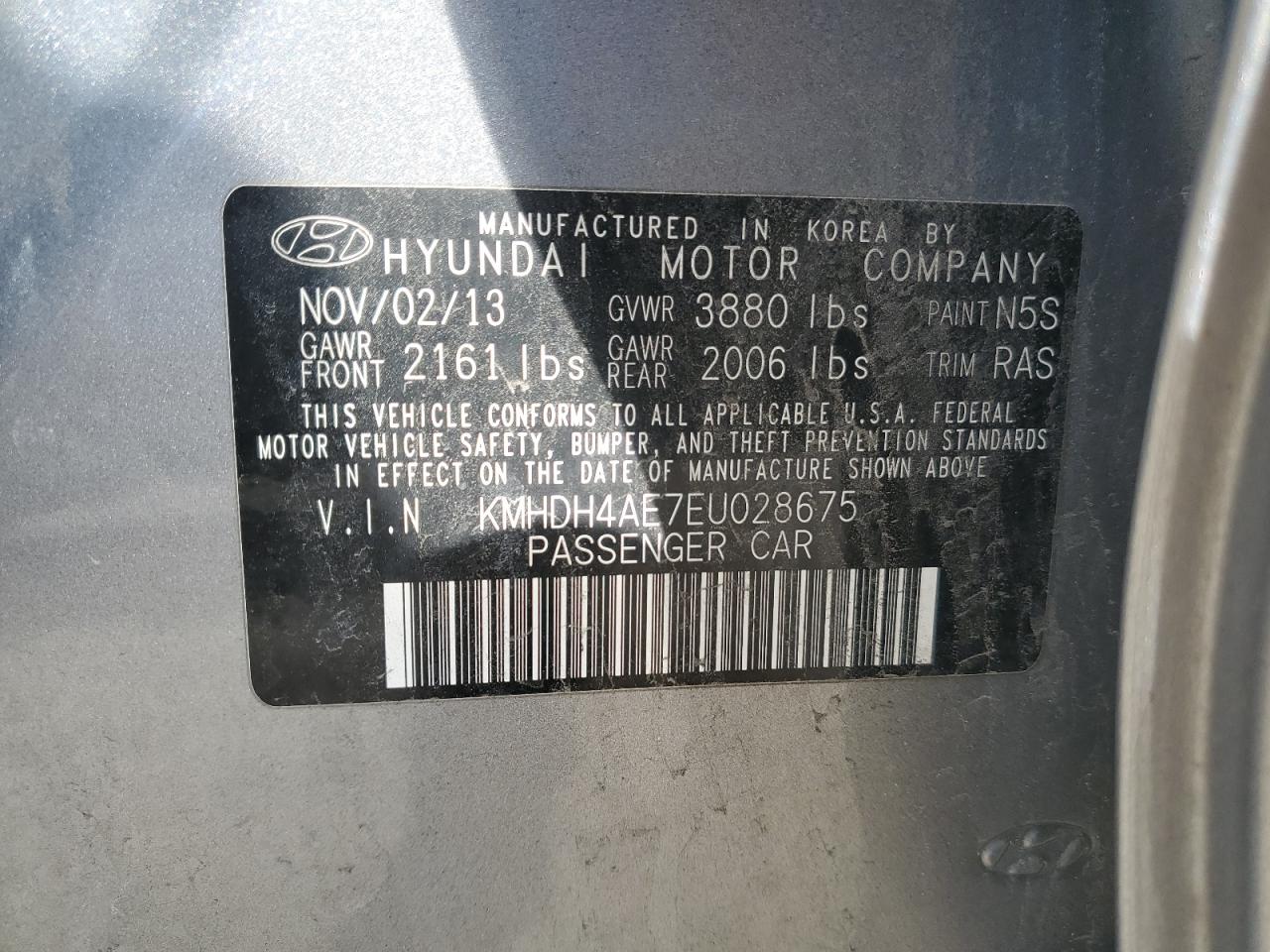 Photo 11 VIN: KMHDH4AE7EU028675 - HYUNDAI ELANTRA 