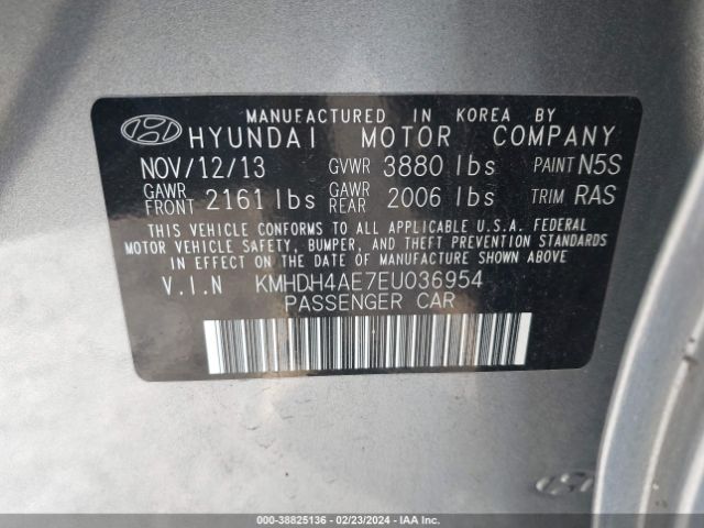 Photo 8 VIN: KMHDH4AE7EU036954 - HYUNDAI ELANTRA 