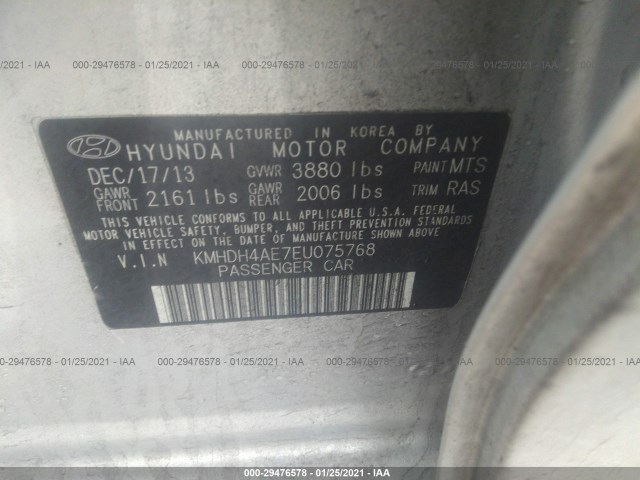 Photo 8 VIN: KMHDH4AE7EU075768 - HYUNDAI ELANTRA 