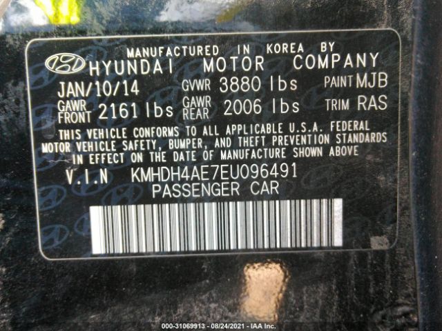 Photo 8 VIN: KMHDH4AE7EU096491 - HYUNDAI ELANTRA 