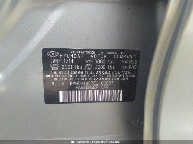 Photo 8 VIN: KMHDH4AE7EU100037 - HYUNDAI ELANTRA 