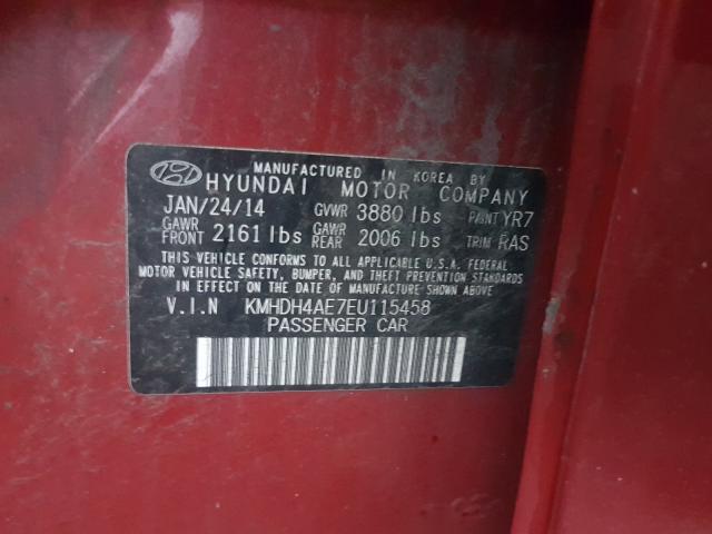 Photo 9 VIN: KMHDH4AE7EU115458 - HYUNDAI ELANTRA SE 