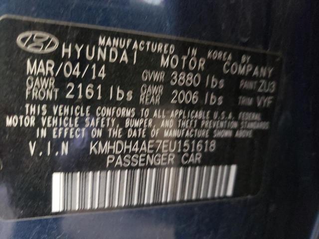 Photo 9 VIN: KMHDH4AE7EU151618 - HYUNDAI ELANTRA SE 