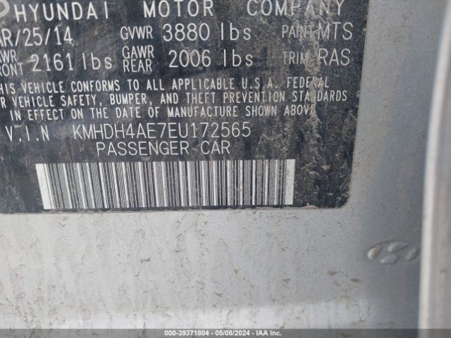 Photo 8 VIN: KMHDH4AE7EU172565 - HYUNDAI ELANTRA 