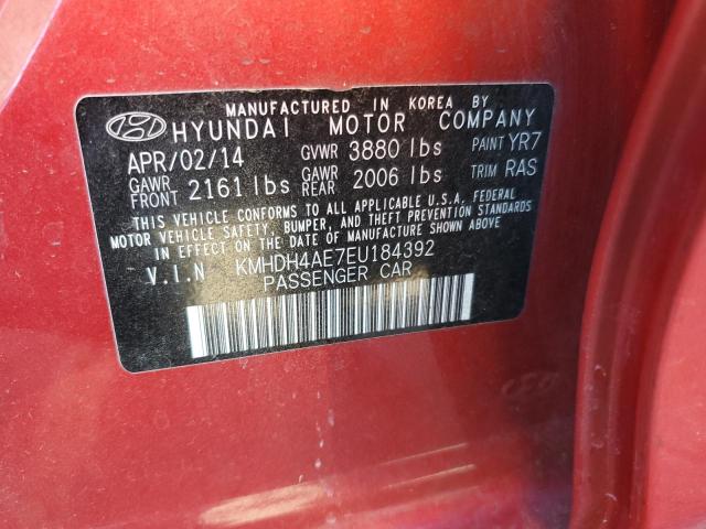 Photo 11 VIN: KMHDH4AE7EU184392 - HYUNDAI ELANTRA 