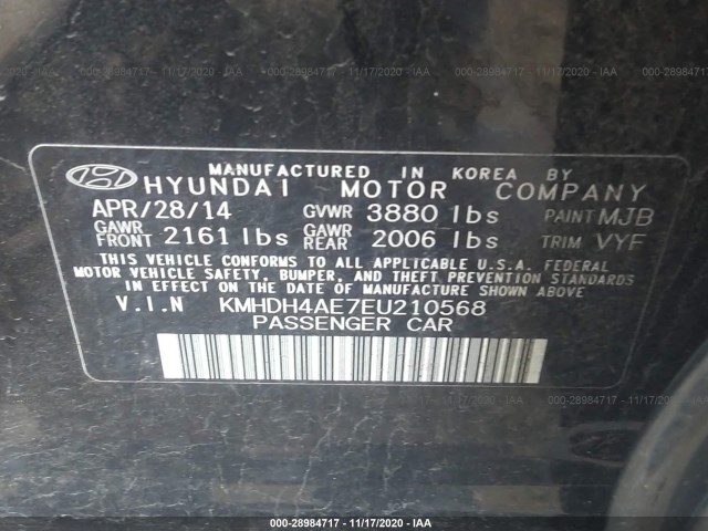 Photo 8 VIN: KMHDH4AE7EU210568 - HYUNDAI ELANTRA 