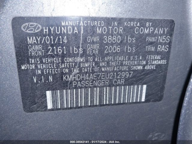 Photo 8 VIN: KMHDH4AE7EU212997 - HYUNDAI ELANTRA 