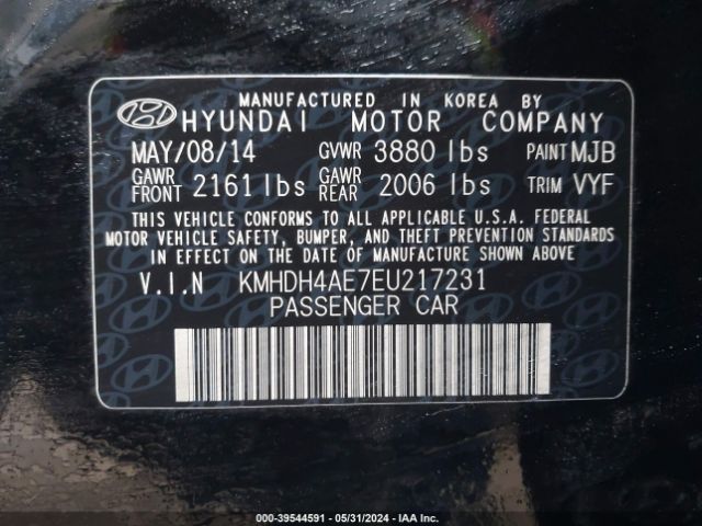 Photo 8 VIN: KMHDH4AE7EU217231 - HYUNDAI ELANTRA 