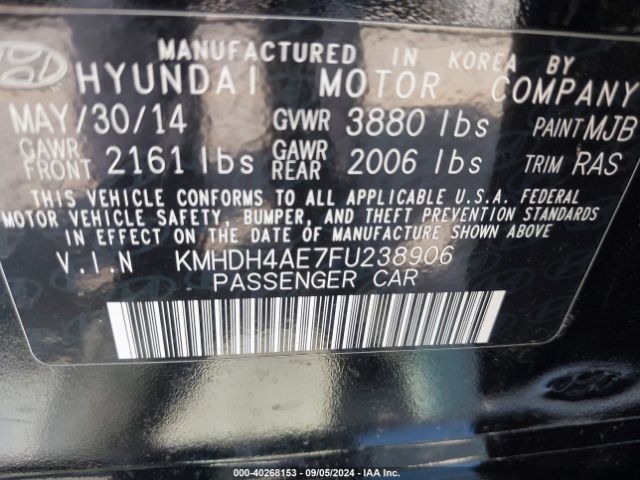 Photo 8 VIN: KMHDH4AE7FU238906 - HYUNDAI ELANTRA 