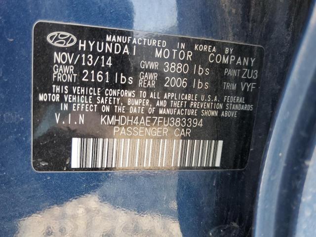 Photo 12 VIN: KMHDH4AE7FU383394 - HYUNDAI ELANTRA SE 