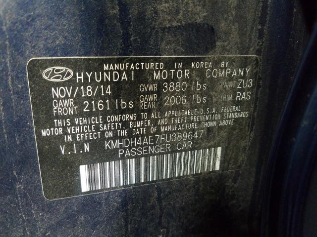 Photo 9 VIN: KMHDH4AE7FU389647 - HYUNDAI ELANTRA SE 