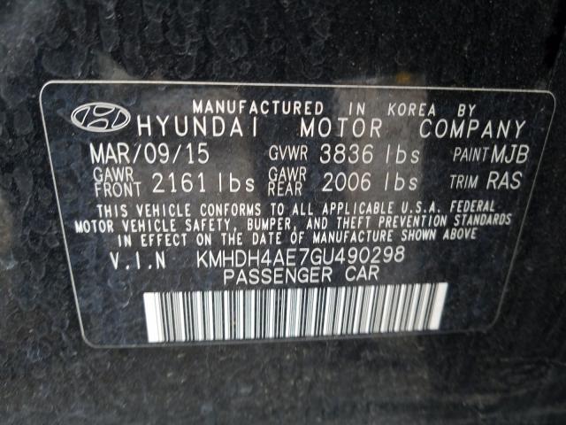 Photo 9 VIN: KMHDH4AE7GU490298 - HYUNDAI ELANTRA SE 