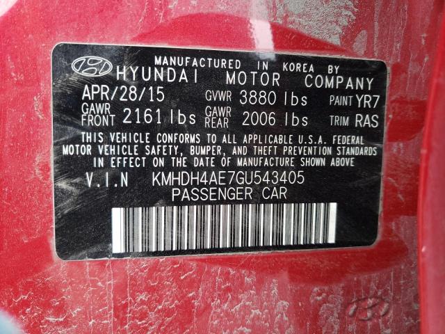 Photo 11 VIN: KMHDH4AE7GU543405 - HYUNDAI ELANTRA SE 