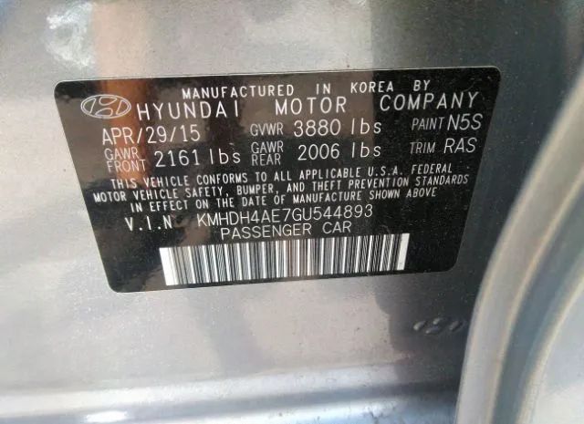 Photo 8 VIN: KMHDH4AE7GU544893 - HYUNDAI ELANTRA 