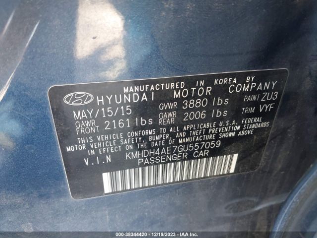 Photo 8 VIN: KMHDH4AE7GU557059 - HYUNDAI ELANTRA 