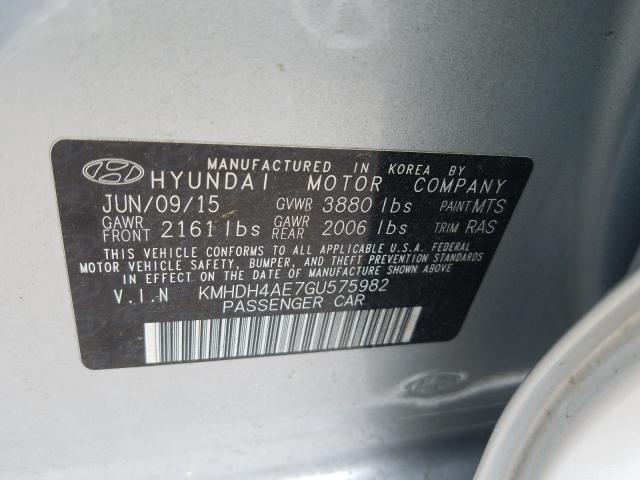 Photo 9 VIN: KMHDH4AE7GU575982 - HYUNDAI ELANTRA SE 