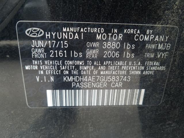 Photo 9 VIN: KMHDH4AE7GU583743 - HYUNDAI ELANTRA SE 