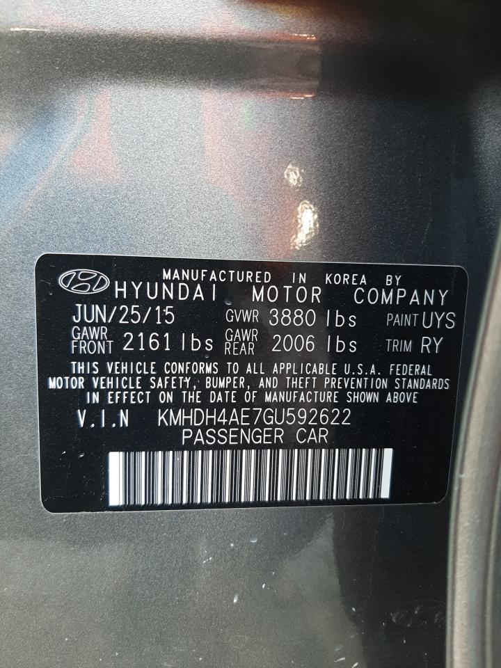 Photo 12 VIN: KMHDH4AE7GU592622 - HYUNDAI ELANTRA 