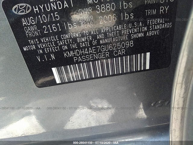 Photo 8 VIN: KMHDH4AE7GU625098 - HYUNDAI ELANTRA 