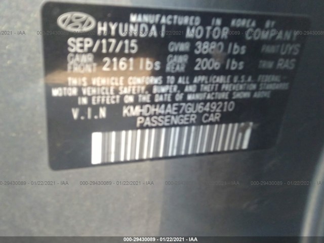 Photo 8 VIN: KMHDH4AE7GU649210 - HYUNDAI ELANTRA 