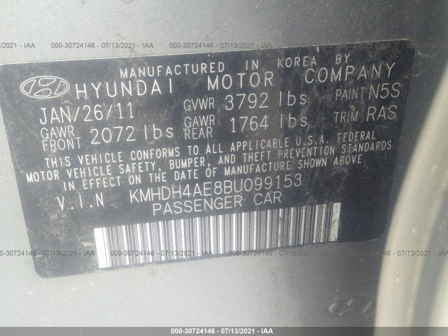 Photo 8 VIN: KMHDH4AE8BU099153 - HYUNDAI ELANTRA 