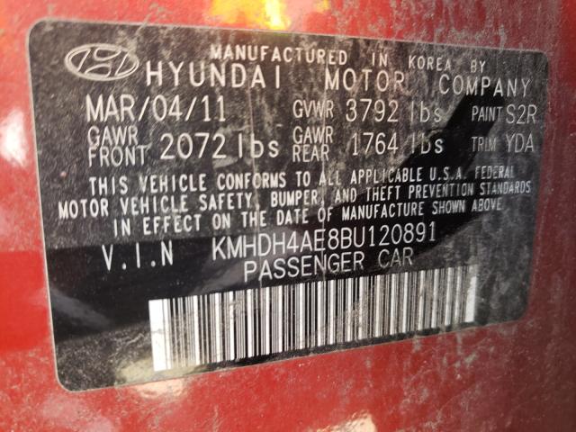 Photo 9 VIN: KMHDH4AE8BU120891 - HYUNDAI ELANTRA GL 