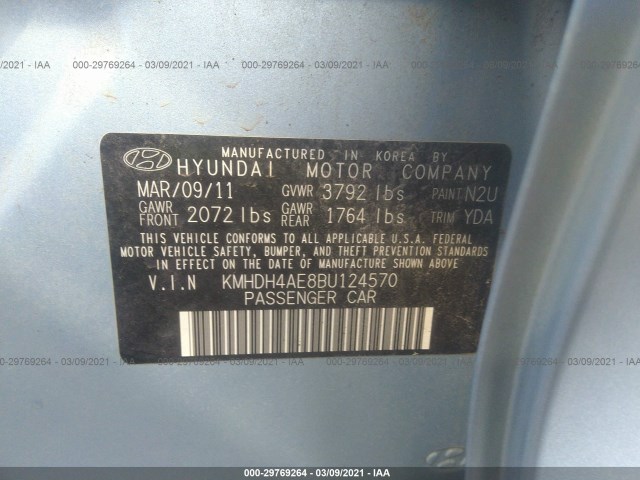 Photo 8 VIN: KMHDH4AE8BU124570 - HYUNDAI ELANTRA 