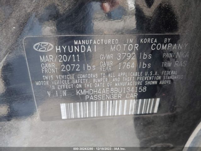 Photo 8 VIN: KMHDH4AE8BU134158 - HYUNDAI ELANTRA 