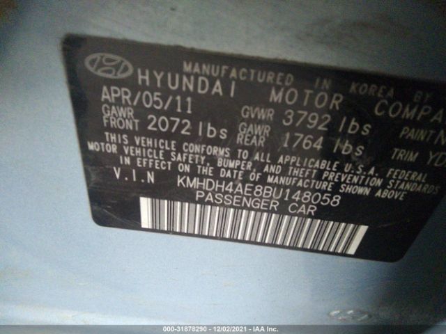 Photo 8 VIN: KMHDH4AE8BU148058 - HYUNDAI ELANTRA 