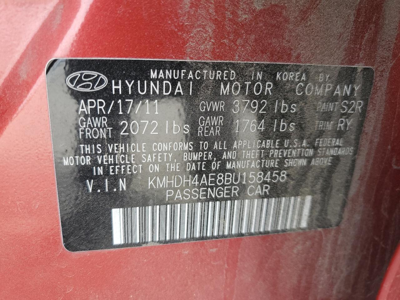 Photo 12 VIN: KMHDH4AE8BU158458 - HYUNDAI ELANTRA 