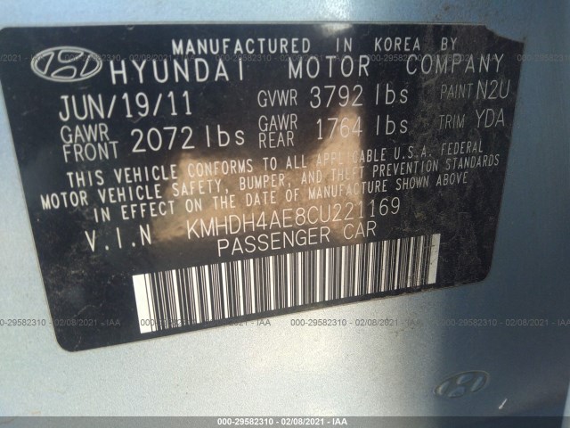 Photo 8 VIN: KMHDH4AE8CU221169 - HYUNDAI ELANTRA 