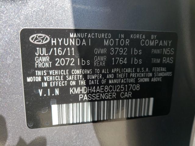 Photo 9 VIN: KMHDH4AE8CU251708 - HYUNDAI ELANTRA GL 