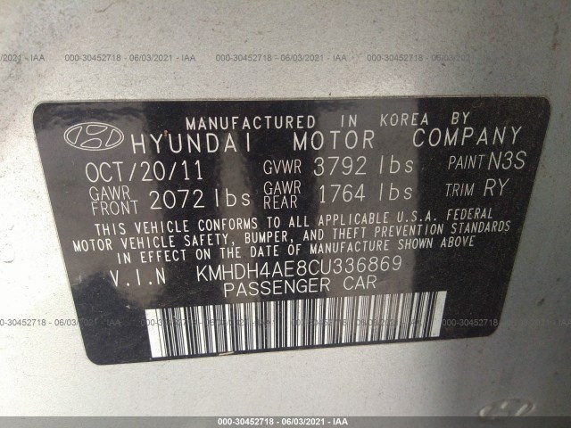 Photo 8 VIN: KMHDH4AE8CU336869 - HYUNDAI ELANTRA 