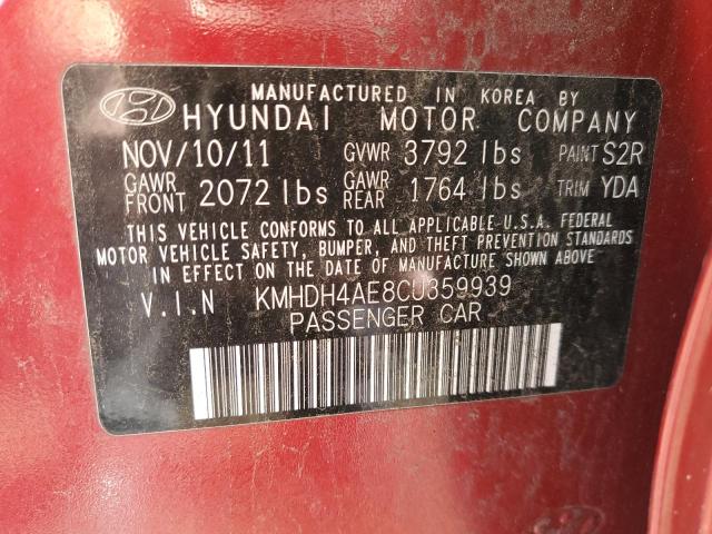 Photo 11 VIN: KMHDH4AE8CU359939 - HYUNDAI ELANTRA 