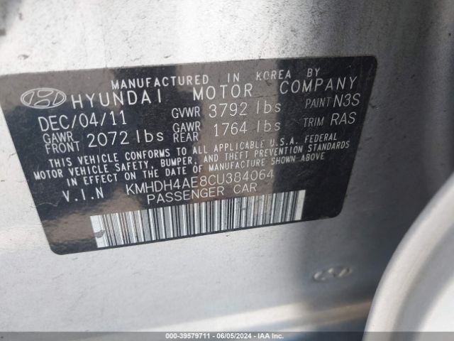 Photo 8 VIN: KMHDH4AE8CU384064 - HYUNDAI ELANTRA 