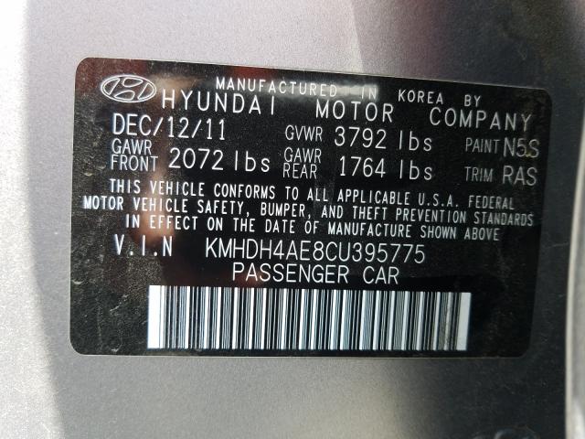 Photo 9 VIN: KMHDH4AE8CU395775 - HYUNDAI ELANTRA GL 