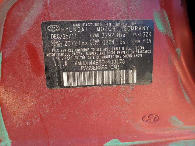 Photo 9 VIN: KMHDH4AE8CU409173 - HYUNDAI ELANTRA GL 