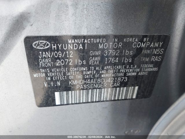 Photo 8 VIN: KMHDH4AE8CU421873 - HYUNDAI ELANTRA 